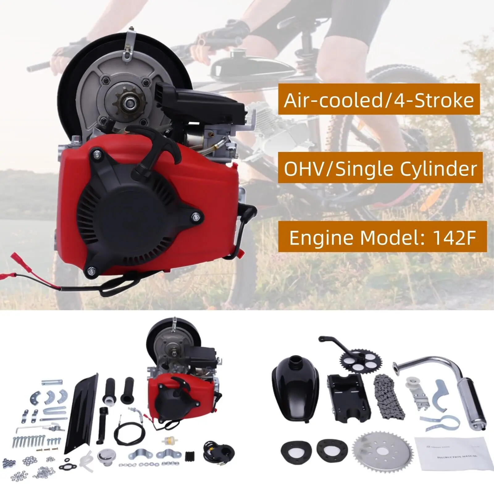 

4Stroke 49CC Gas Cycle Bike Engine Kit Petrol Motorized Bicycle Motor Full Set