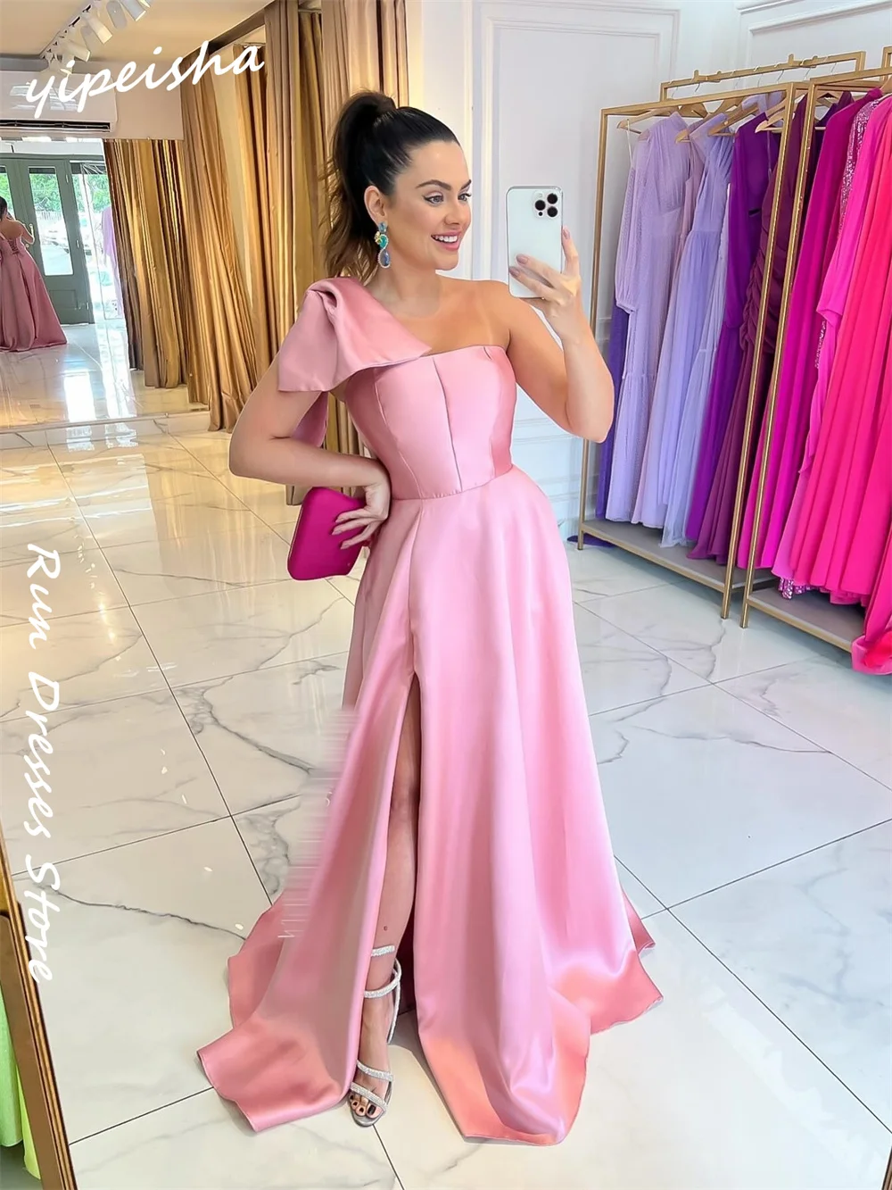 Customized Prom Dress Yipeisha One-shoulder A-line Quinceanera Dresses Bows sвечернее Платье Женское Ballkleider 공주드레스  Sexy Cas