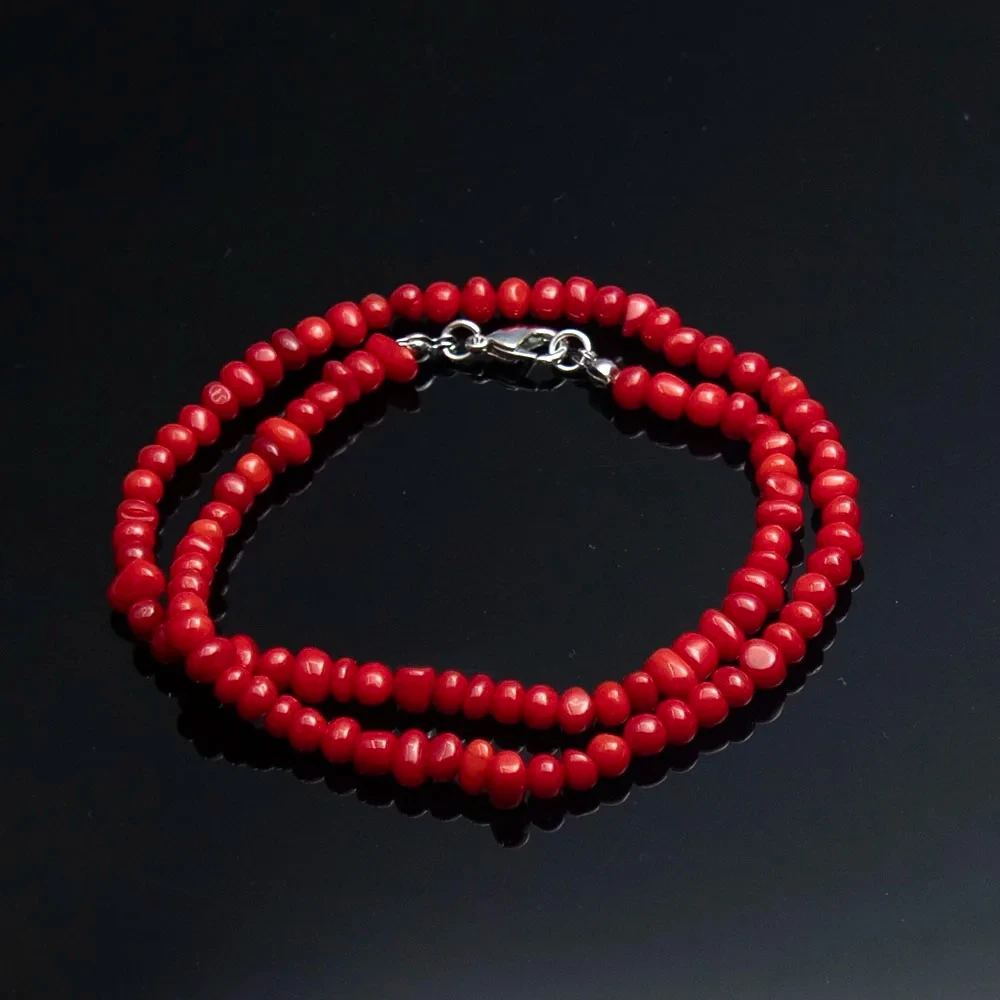 غير النظامية الجولة 5-6 مللي متر المرجان الطبيعي قلادة عشوائي على شكل أحمر اللون المرجان الخرز النساء هدية عيد ميلاد الحب مجوهرات 45 سنتيمتر #6