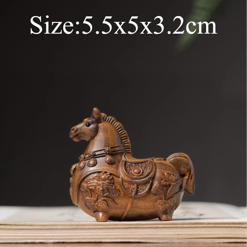 Year Of The Horse Tang Horse Wooden Hand Piece Mini Ornament Creative Wenwan Craft Car & Home Desk Decor Festival Gift Souvenir