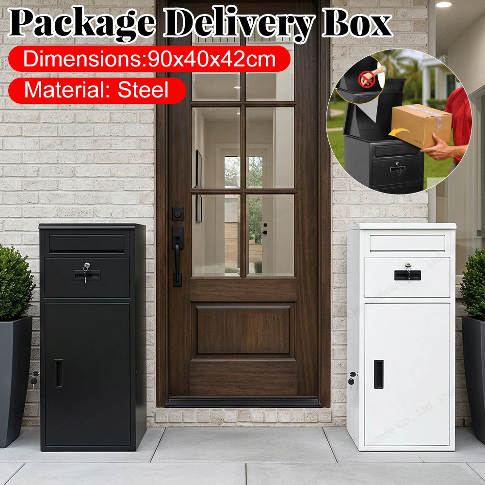 

Package Delivery Box with Lockable Secure Outdoor Storage Box Rustproof Anti-Theft Parcel Drop Boxes for Home Office Apartment