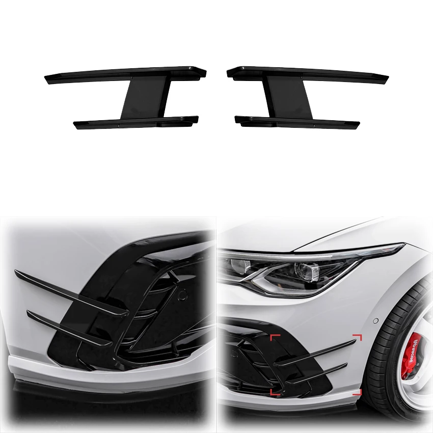 

For Volkswagen VW Golf 8 MK8 Ⅷ GTI GTD GTE R-line Tusk Style Front Bumper Side Air Vent Lip Splitter Spoiler Canard ABS