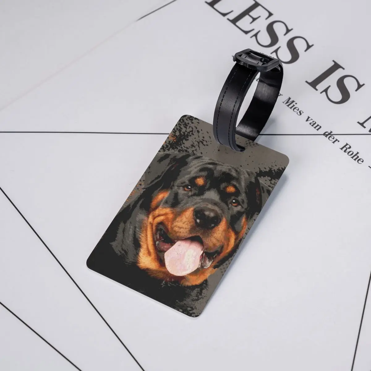 Rottweiler etiqueta de equipaje personalizada, Protección de Privacidad, Metzgerhund Rott Rottie Dog, etiquetas para bolsas de viaje, Maleta