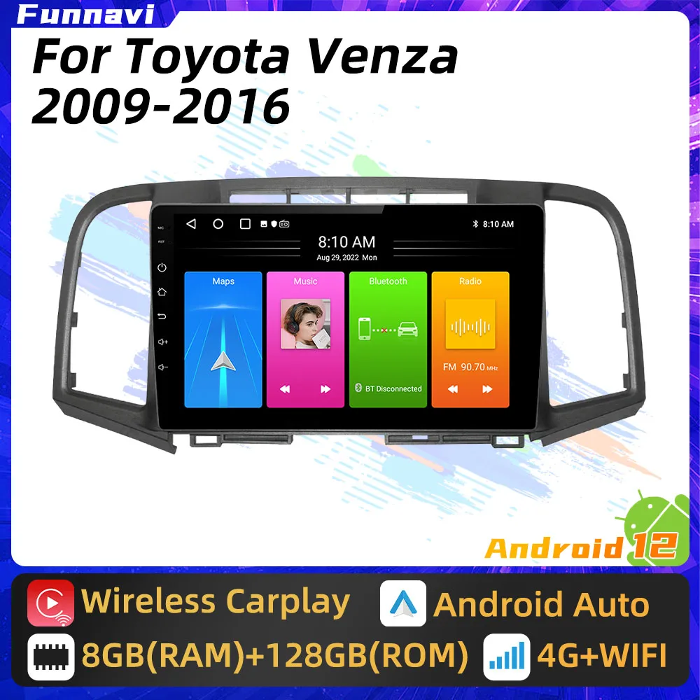 Android Car Radio for Toyota Venza 2009 - 2016 2 Din Multimedia 4G FM RDS WIFI GPS Navigation Stereo Carplay Auto Autoradio