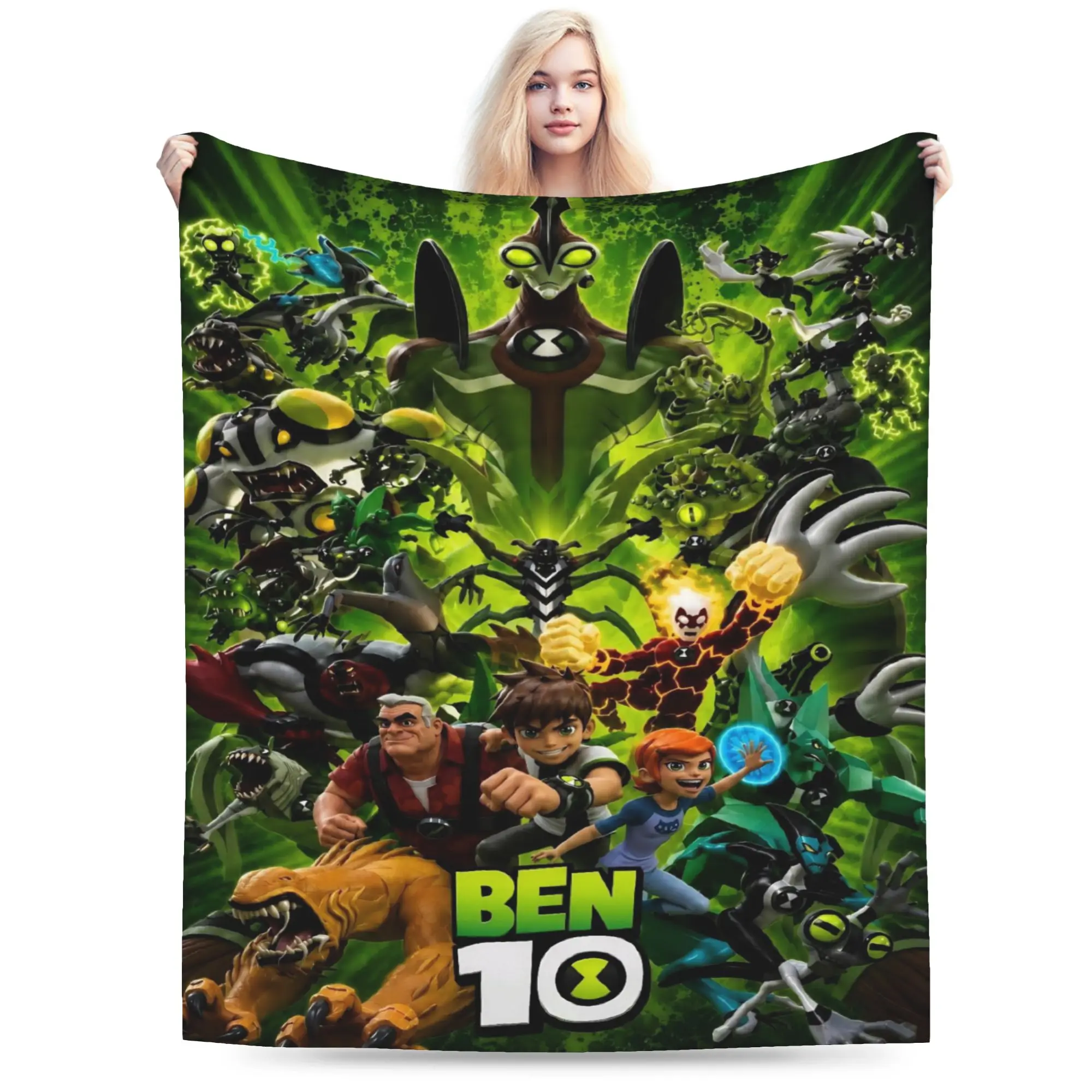Ben 10 Anime Printed Blanket For Men Women Warm Cozy Fluffy  Throw Blankets for Living Room 50x60 Inches Multiple Sizes