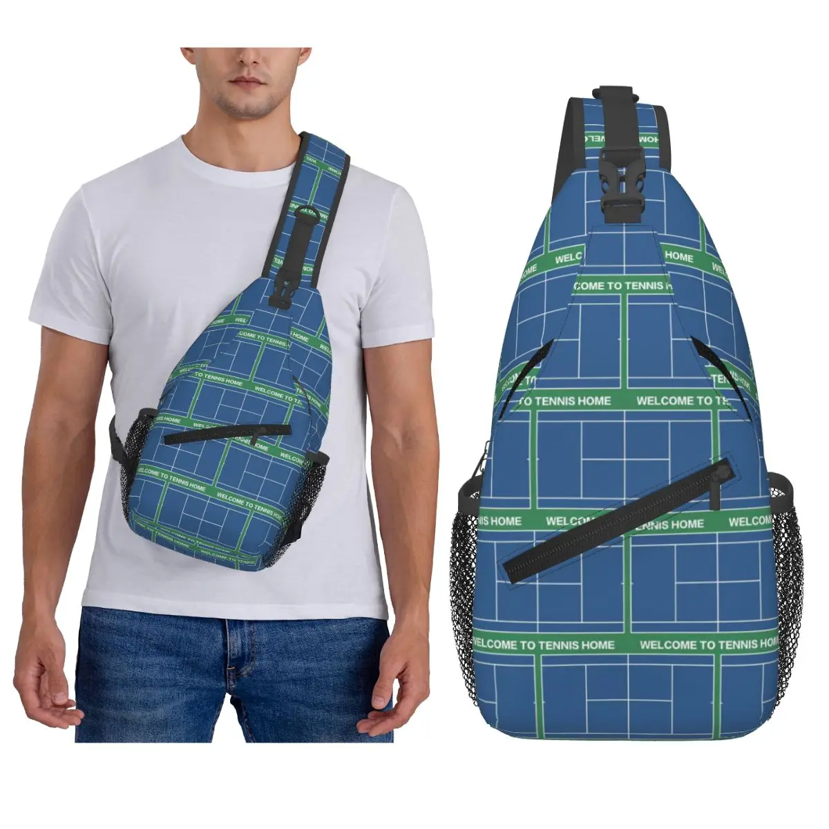 Tennis Court Pattern 1 Chest Bag Men Sling Crossbody Backpack Chest Bag Travel Hiking Daypack Shoulder Bag