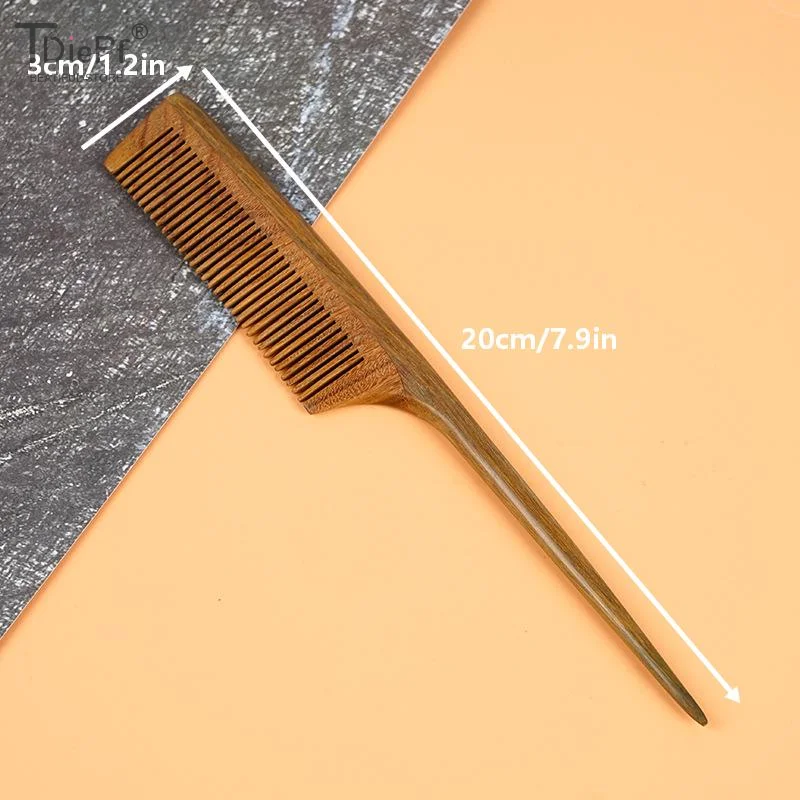 1PCS Natural Sandalwood Hair Comb 20cm Fine Tooth Thickened Sharp Tail Anti-static Hairdressing Comb For Styling And Grooming