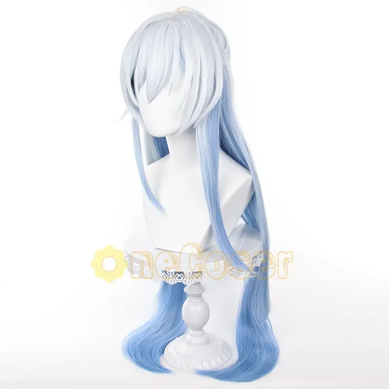 Game Honkai Star Rail Jingliu Cosplay Wig White Blue Gradient Hair Hair Band Eye Patch Heat-resistant Fiber Hair  Free Wig Cap