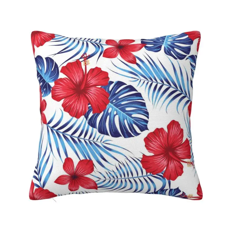 Summer Hawaii Floral Tropical Flowers Leaves Throw Pillow Case 60*60cm Decorative Cushion Cover Velvet Polyester Pillowcase
