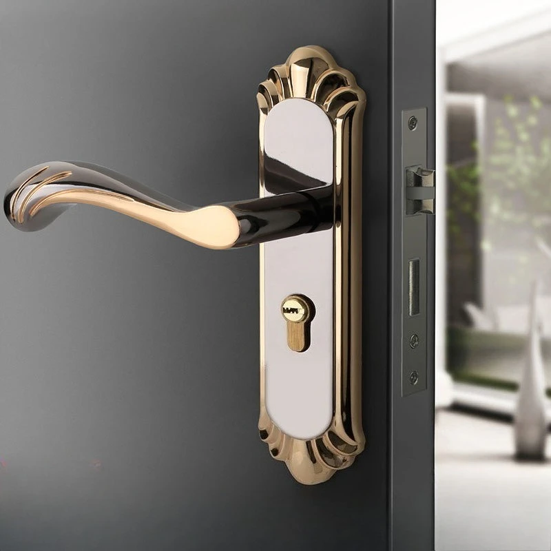 

Дверная ручка для спальни, современный простой замок для деревянных дверей для ванной комнаты, бесшумные внутренние замки, дверная ручка для бытовой комнаты