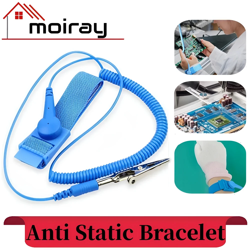 Eletrostática Wrist Band Strap sem Fio Ajustável Cabo de Descarga Esd Pulseira Sobressalente Anti Static Bracelet Mão
