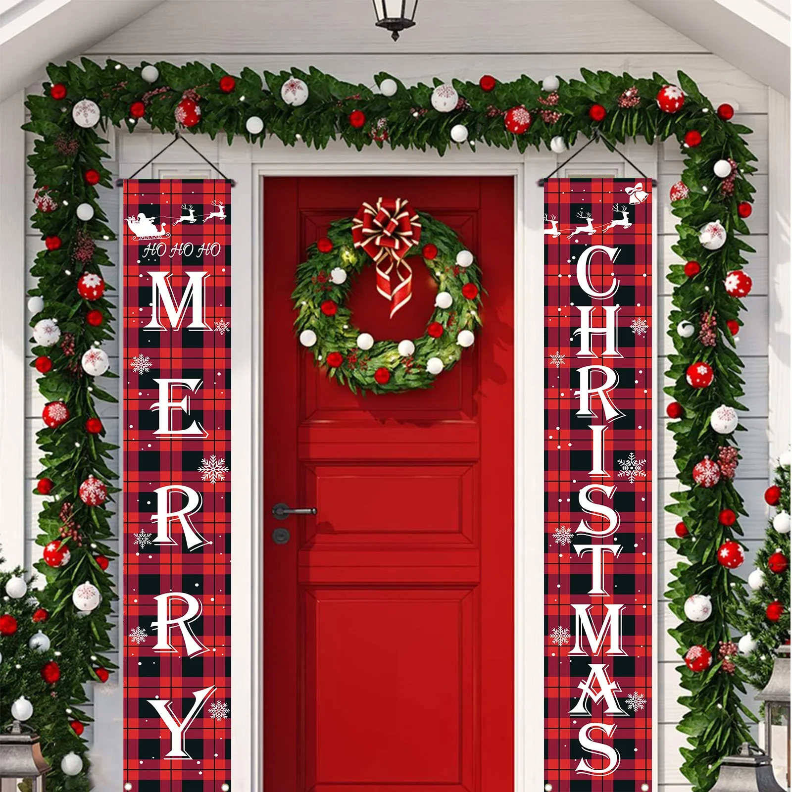 Merry Christmas Banner Decorations Indoor Outdoor Home Decor Yard Wall Door Xmas Farmhouse Holiday New Year Party Flags Supplies