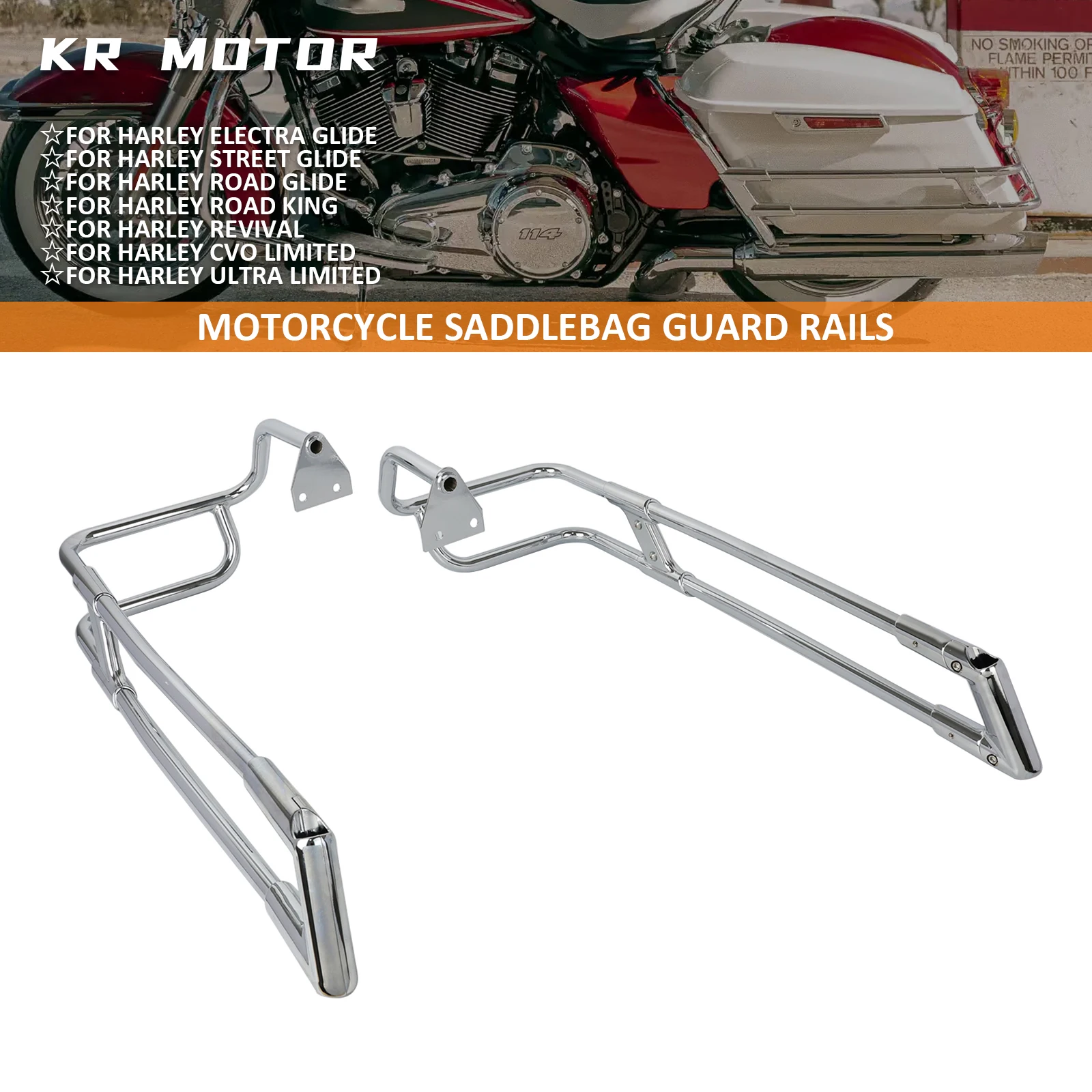 Motorcycle Saddlebag Guard Rails For Harley Touring Electra Street Road Glide Road King Revival CVO Ultra Limited 2014-2025