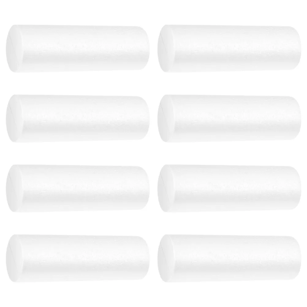

8 шт. пенопластовых цилиндров, белые, с гладкой поверхностью, легкие, для поделок, декораций, рисования, праздничных мероприятий