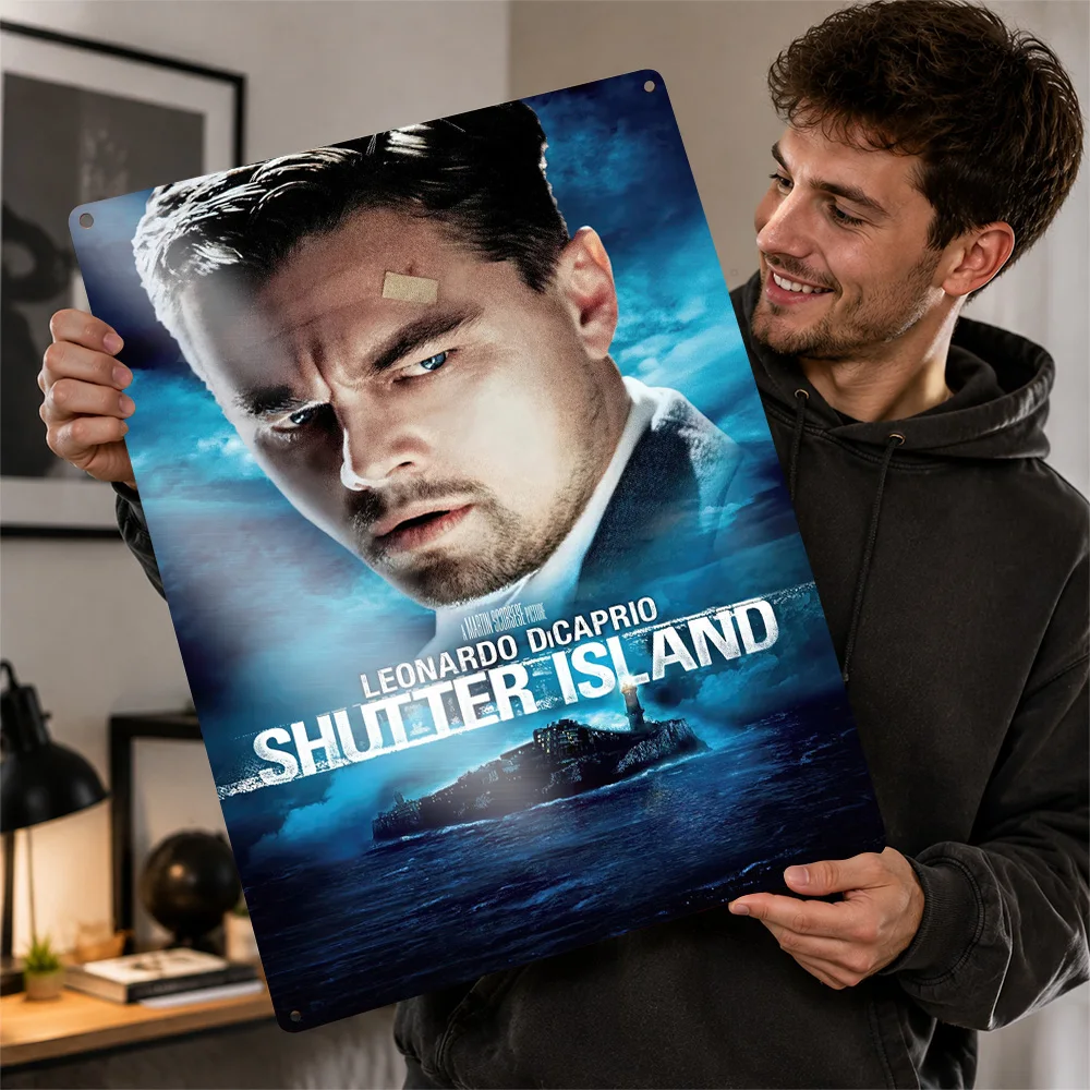 Shutter Island Movie Poster Cinema Wall Art Customized Retro Metal Tin Sign for Man Cave Home Decor Film Fan Gift Display Plaque