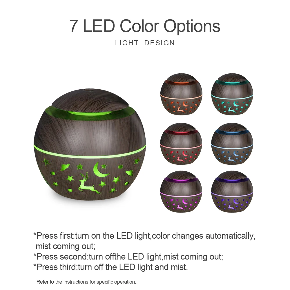 Mini umidificatore d'aria diffusore di aromi USB grano di legno olio essenziale elettrico aromaterapia umidificatore domestico odore con 2 oli. Per la casa