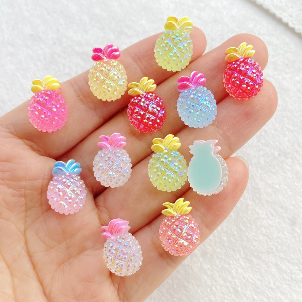 30pcs Resin Colorful Painted Shiny Mini Pineapples Figurine Flatback Stone Scrapbook DIY Manicures Appliques Accessories Crafts
