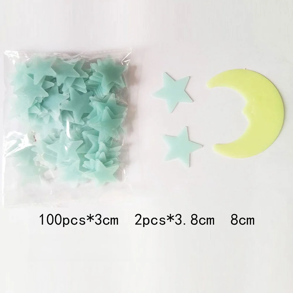 Blue and Yellow Glow in the Dark Wall Stickers for Room Bedroom Home Decor Featuring Star and Moon Design 102 Pieces