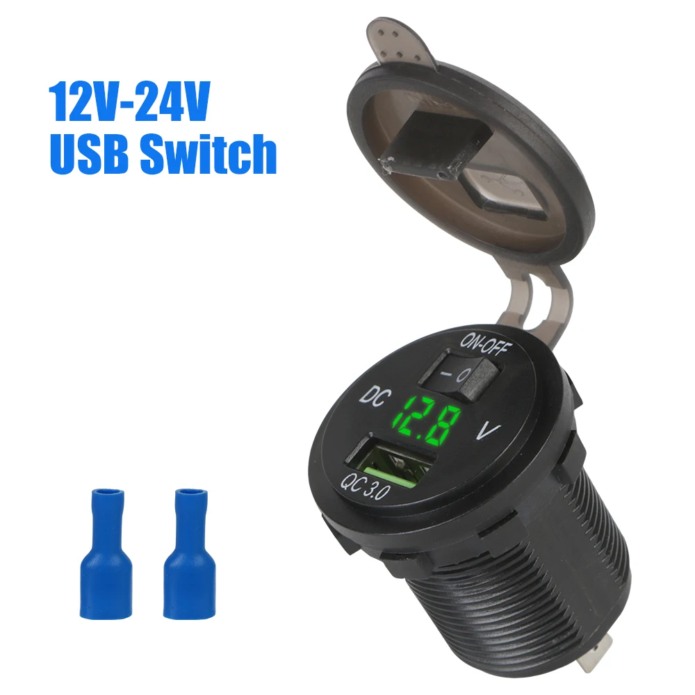 

Quick Charge QC 3.0 Car USB Charger Power Adapter Outlet With switch for Auto Marine Motorcycle Truck