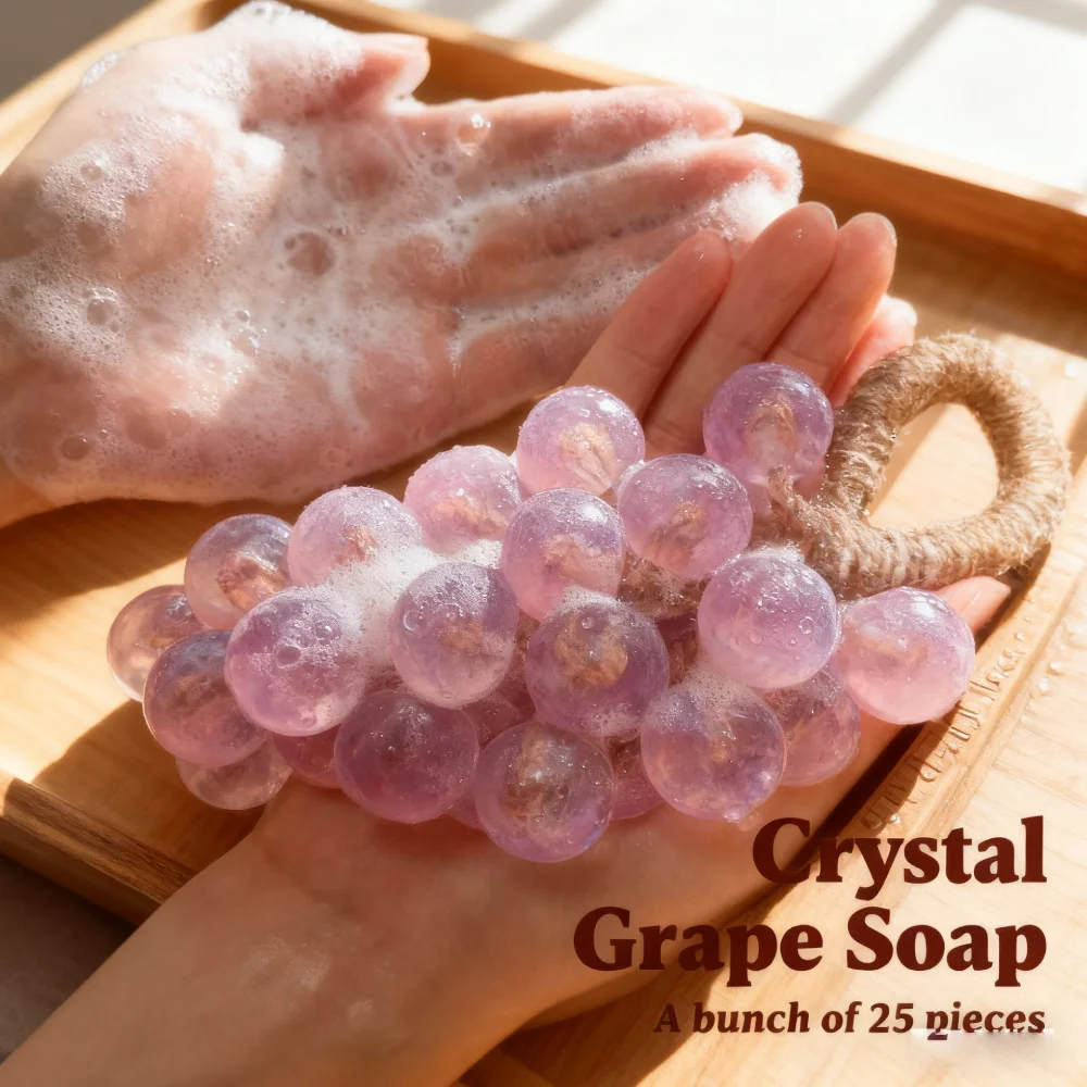 

Natural Glycerin Crystal Grape Soap on A Rope Grape Handmade Soap 25 Beads for Hand Washing Air Freshening Home Decor
