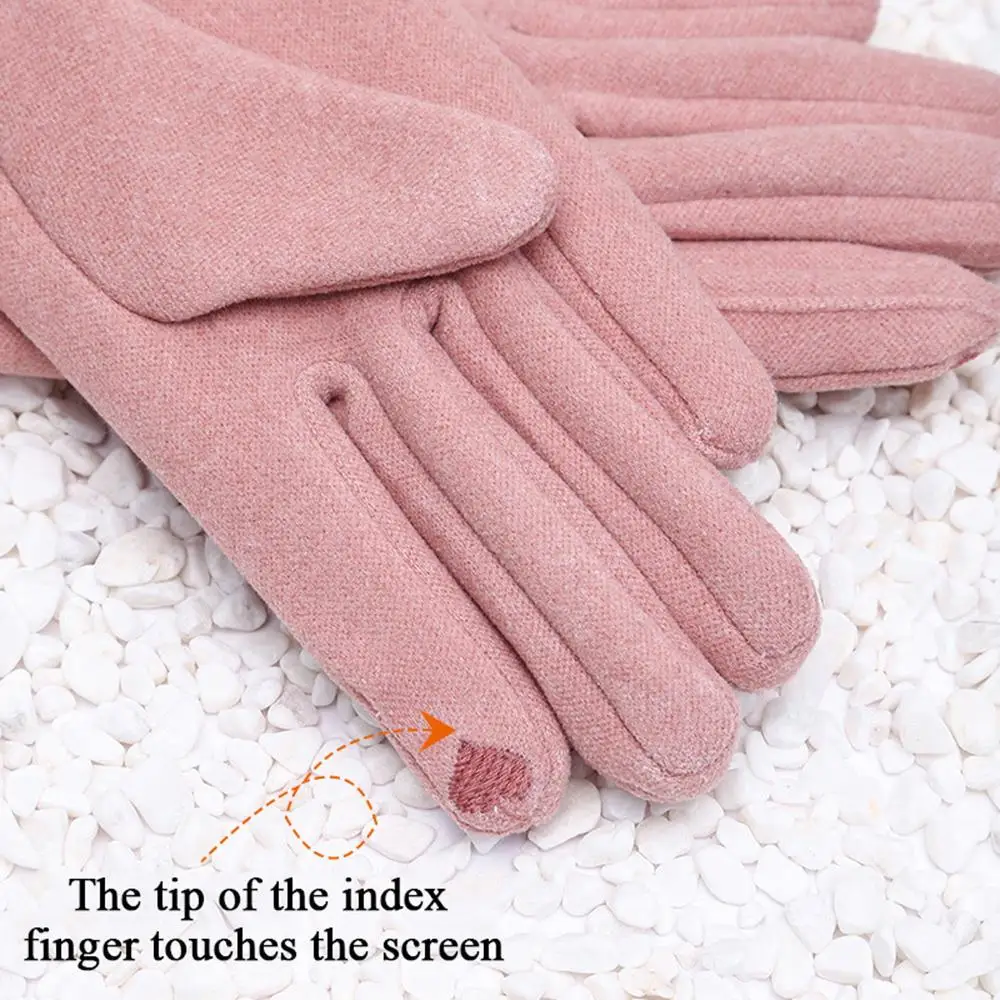 ฤดูหนาวหญิงแคชเมียร์ WARM Suede ถุงมือขับรถขี่จักรยาน Mittens แฟชั่นถุงมือสกี Elegant Casual Touch Screen ถุงมือ