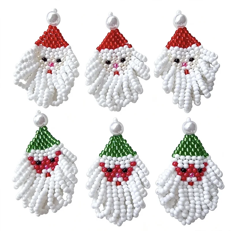 New arrived 20pcs/lot color glass acrylic beads handmade weave cartoon Santa Claus shape bead diy jewelry garment hair accessory
