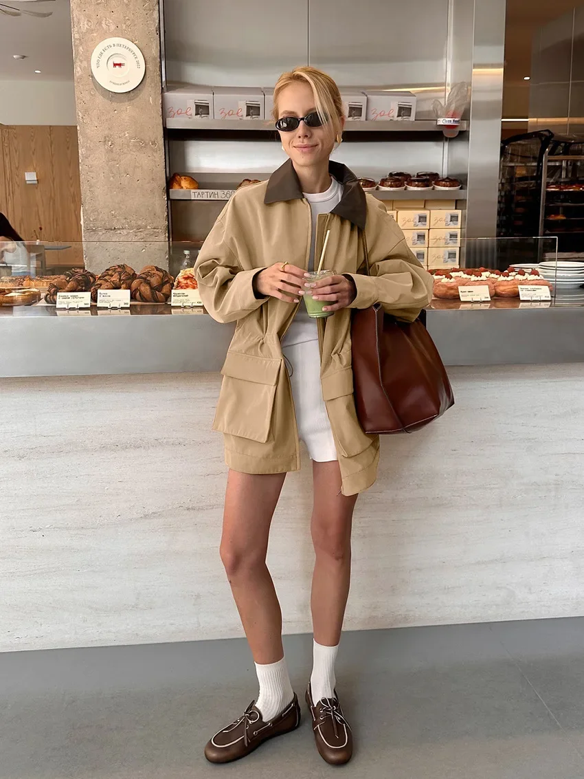 معطف واق من المطر جديد لعام 2025 بتصميم ريترو كاكي عكسي للسيدات من الخريف والشتاء متباين اللون متوسط الطول إن لانج جاس dameskleding #2