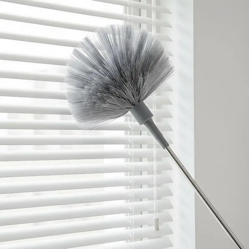 1 Piece/Set Extendable Spider Web Duster With Medium Stiff Bristles Retractable Stainless Steel Pole For Indoor Outdoor Cleanin