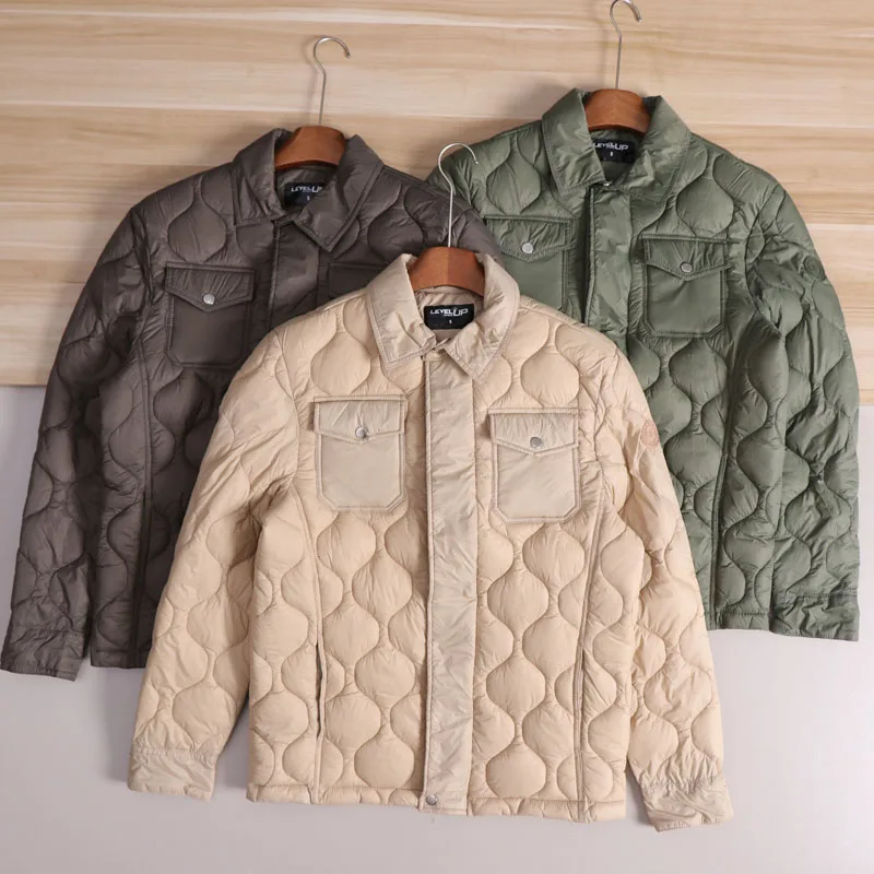 

Eastern Europe Lightweight Waterproof Men's Casual irt Sle Bunting Jaet Warm Cotton Clothes Faion Urban Stand Fit