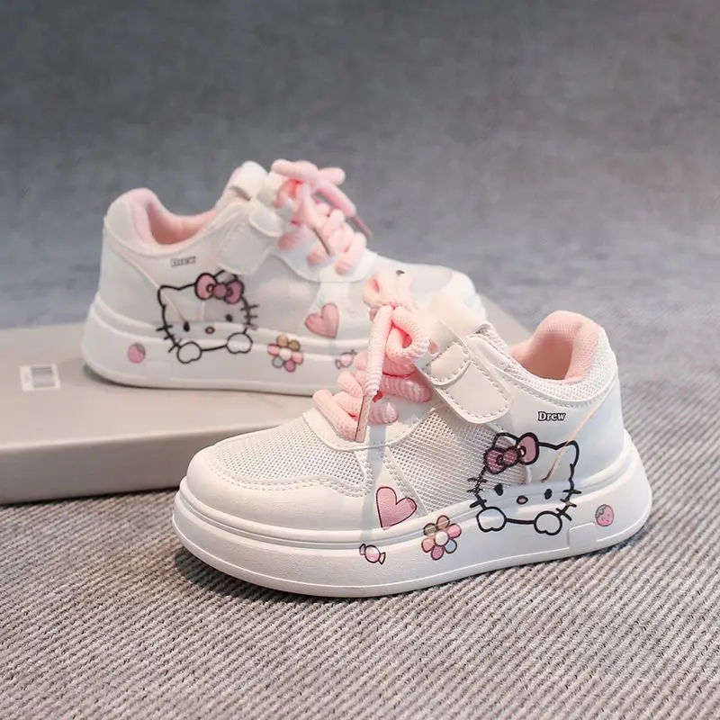 Girls' Mesh White Casual Sneakers 2026 Spring Summer New, Breathable Versatile Sport Shoes for Kids School Daily Wear