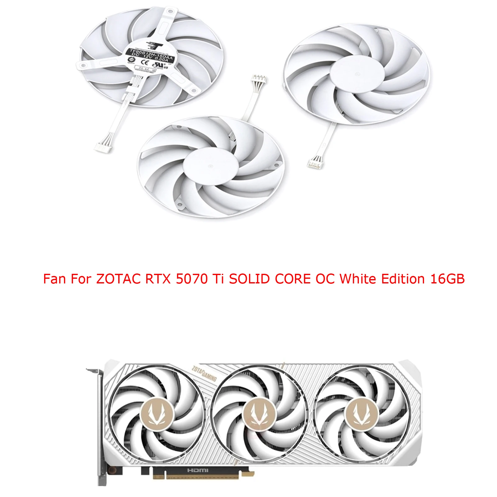 Video Cooling Cooler,GPU Graphics Card Fan,For ZOTAC 5070TiSOLID 16g,For ZOTAC RTX5070 AMP White Edition 12GB,TF90S12H-15DAA