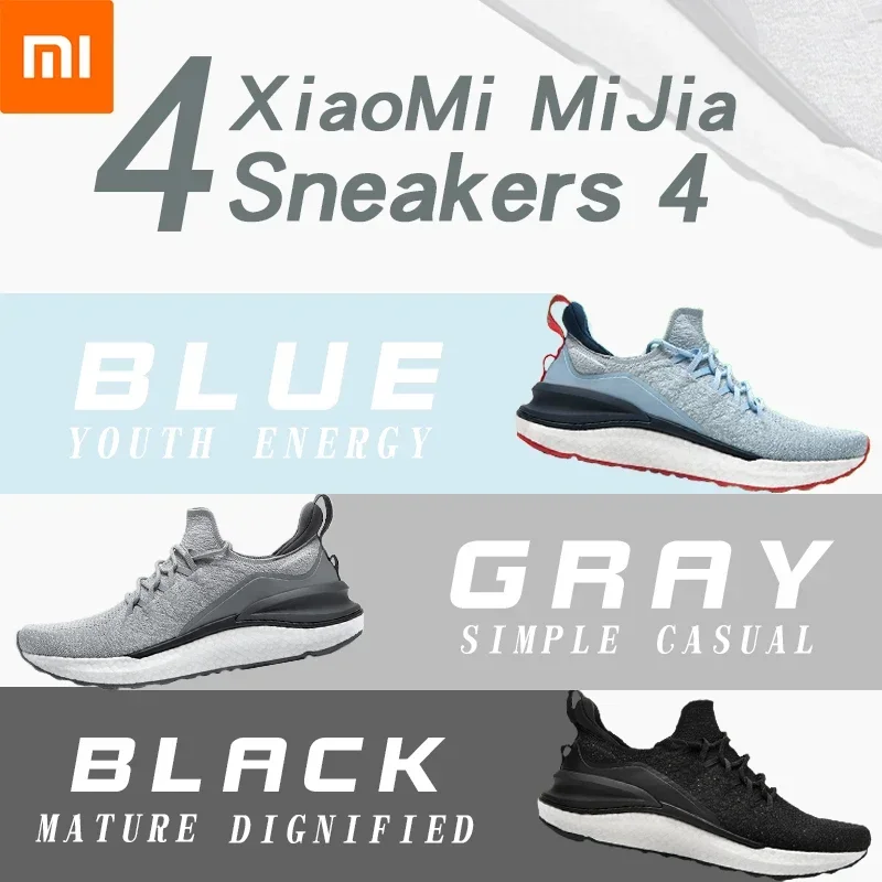 Miflame Mijia Sneakers 4 Men\'s Outdoor Sports Uni-moulding 4D Fishbone Lock System Knitting Upper Men Running Shoes with Gift