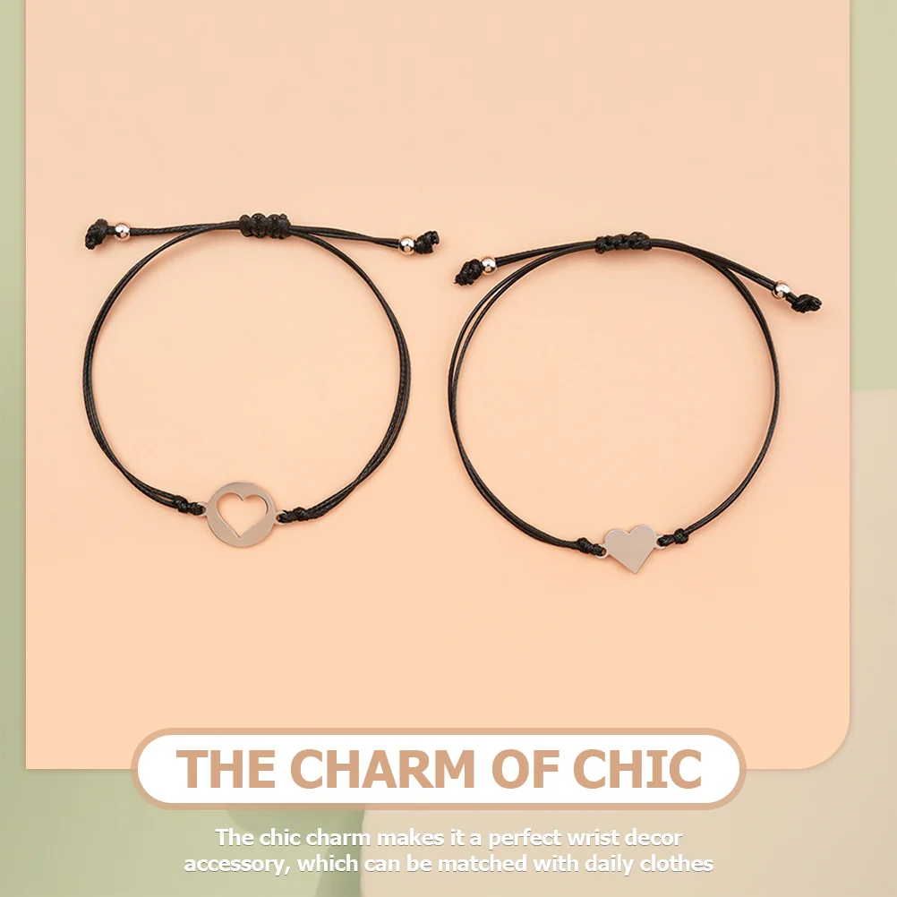 مجموعة واحدة من أساور متطابقة للأم والبنت قابلة للتعديل من الفولاذ المقاوم للصدأ على شكل قلب للعودة إلى المدرسة مجوهرات هدية للفتيات في اليوم الأول