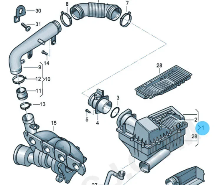 1KD129607B EA888 Auto Air Filter Housing 1KD129607F For VW Tiguan Passat Je.tta for Skoda Octavia Superb1KD 129 607F 1KD129607AG