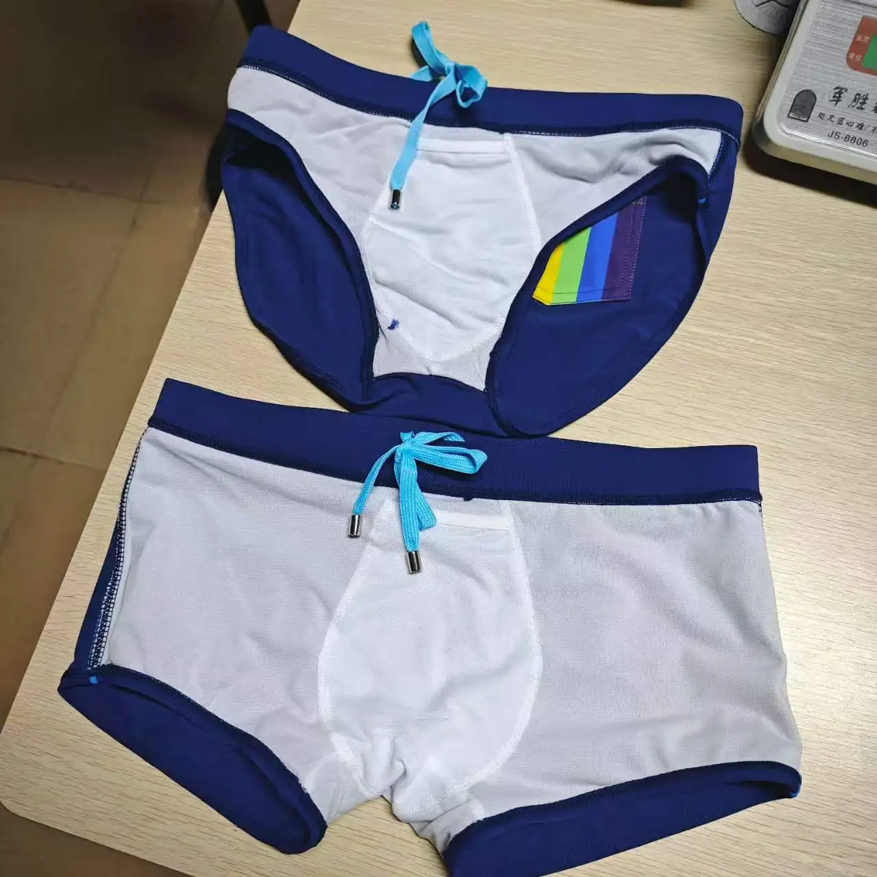 2026Original fashion European foreign trade fashion color bar elements triangular beach swimming trunks simple UXH041-377