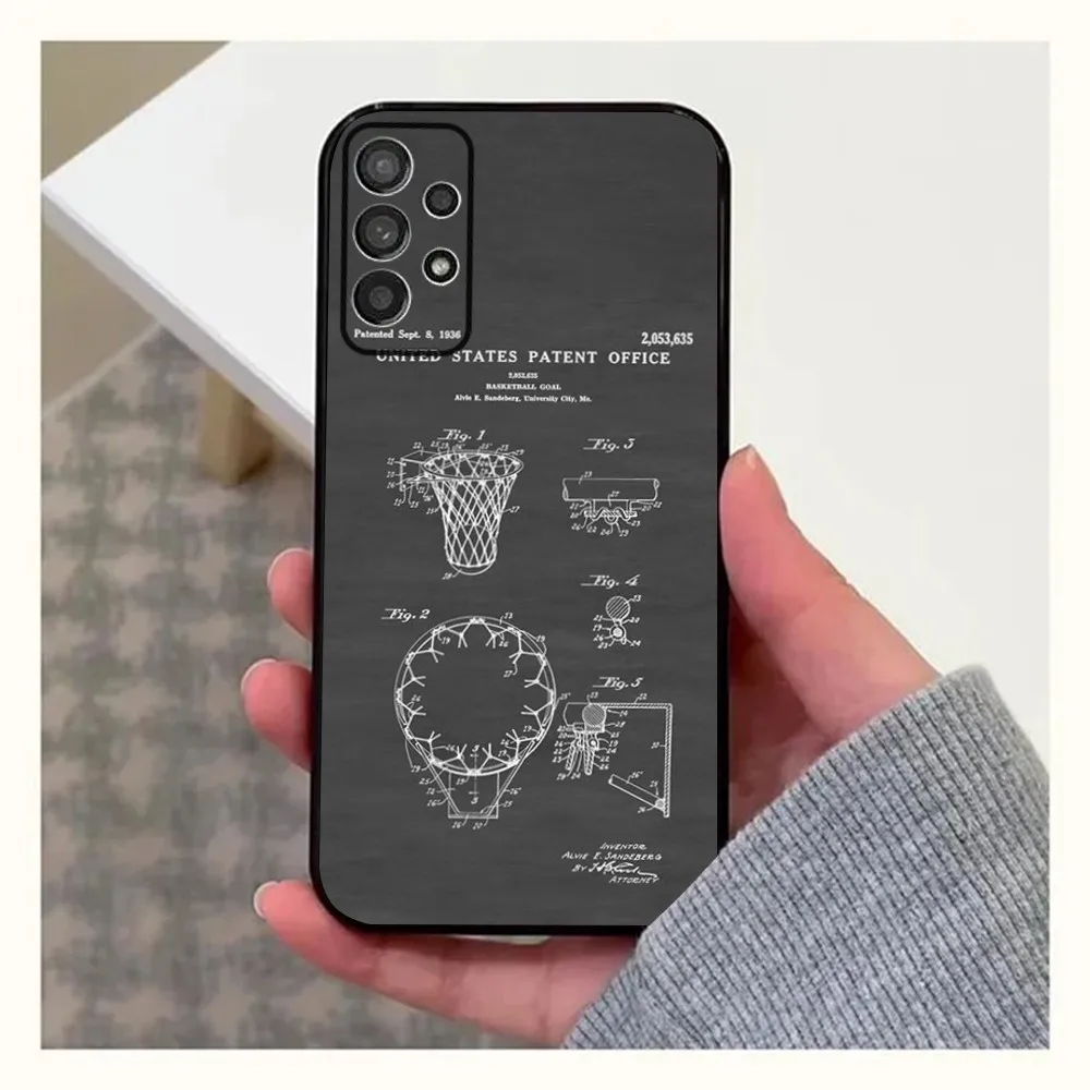 Basketball Court Illustration Phone Case For Samsung Galaxy A13,A21s,A22,A31,A32,A52,A53,A71,A80,A91 Soft Black Cover