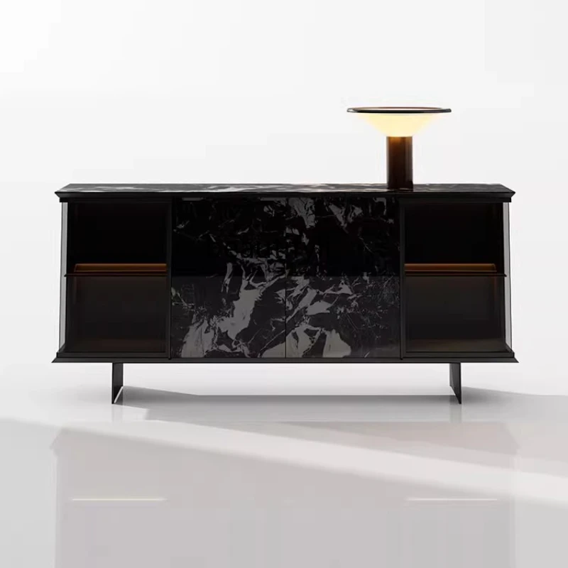 

Light luxury dining side cabinet Modern simple entrance, living room rock slab tea cabinet against the wall, decorative cabinet