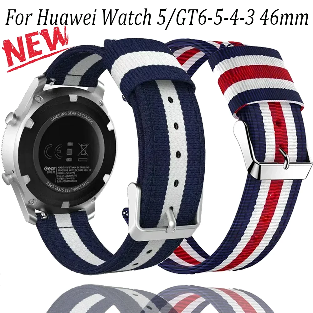 Cinturino in nylon da 22 mm per Huawei Watch 5/GT6-5-4-3 46mm cinturino sportivo traspirante per Huawei Watch GT6-5-3 Pro cinturino da 46 mm
