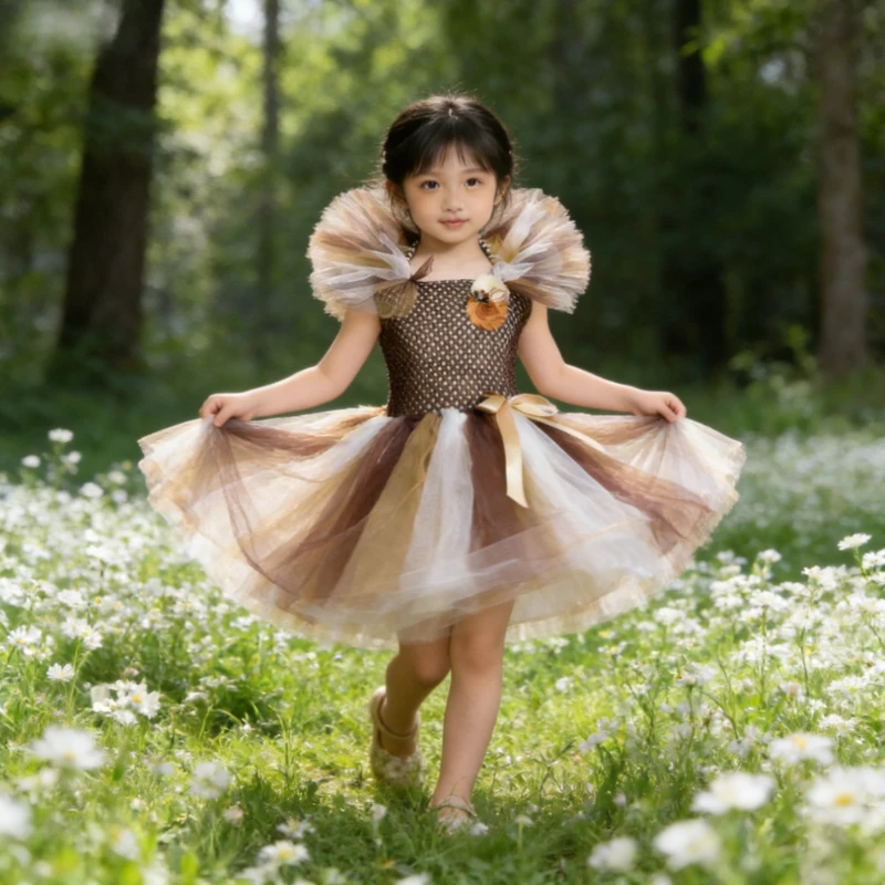 Christmas Halloween Tutu Dress for Girls New Years Clothes Children Animal Party Disguise Outfit Kids Brown Jungle Lion Costumes