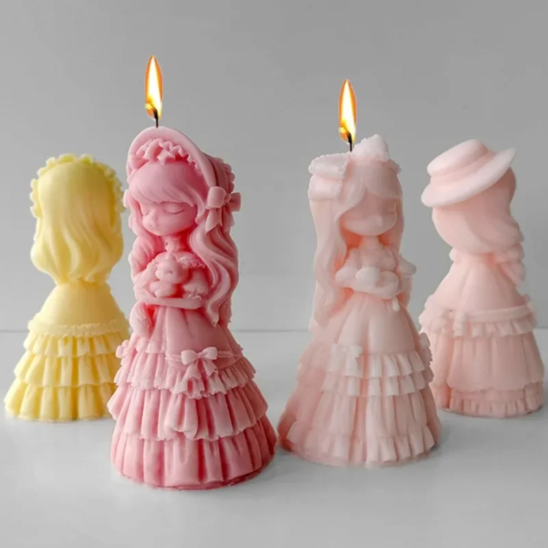 

Large-size Cute Girl Doll Silicone Candle Mold Handmade Princess Portrait Plaster Craft Resin Casting Mold Home Decor Gift