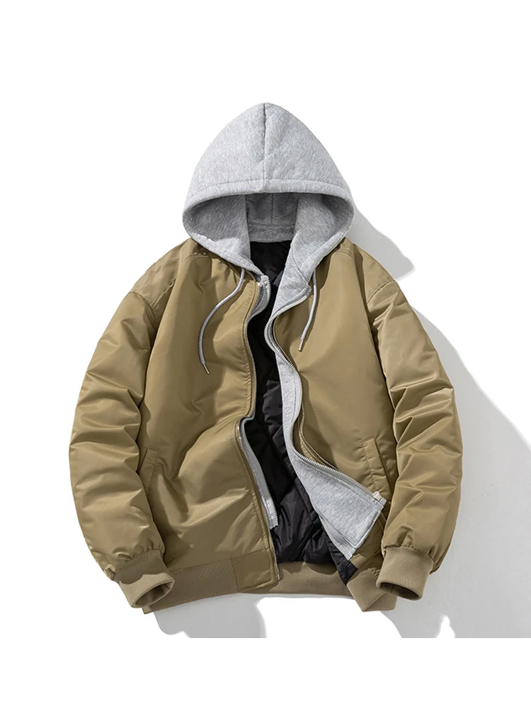 

Thiened Cotton Padded Baseball Jaet Men's Winter Outerwear Casual Flight Jaet Couple's Sle Autumn Winter Coat