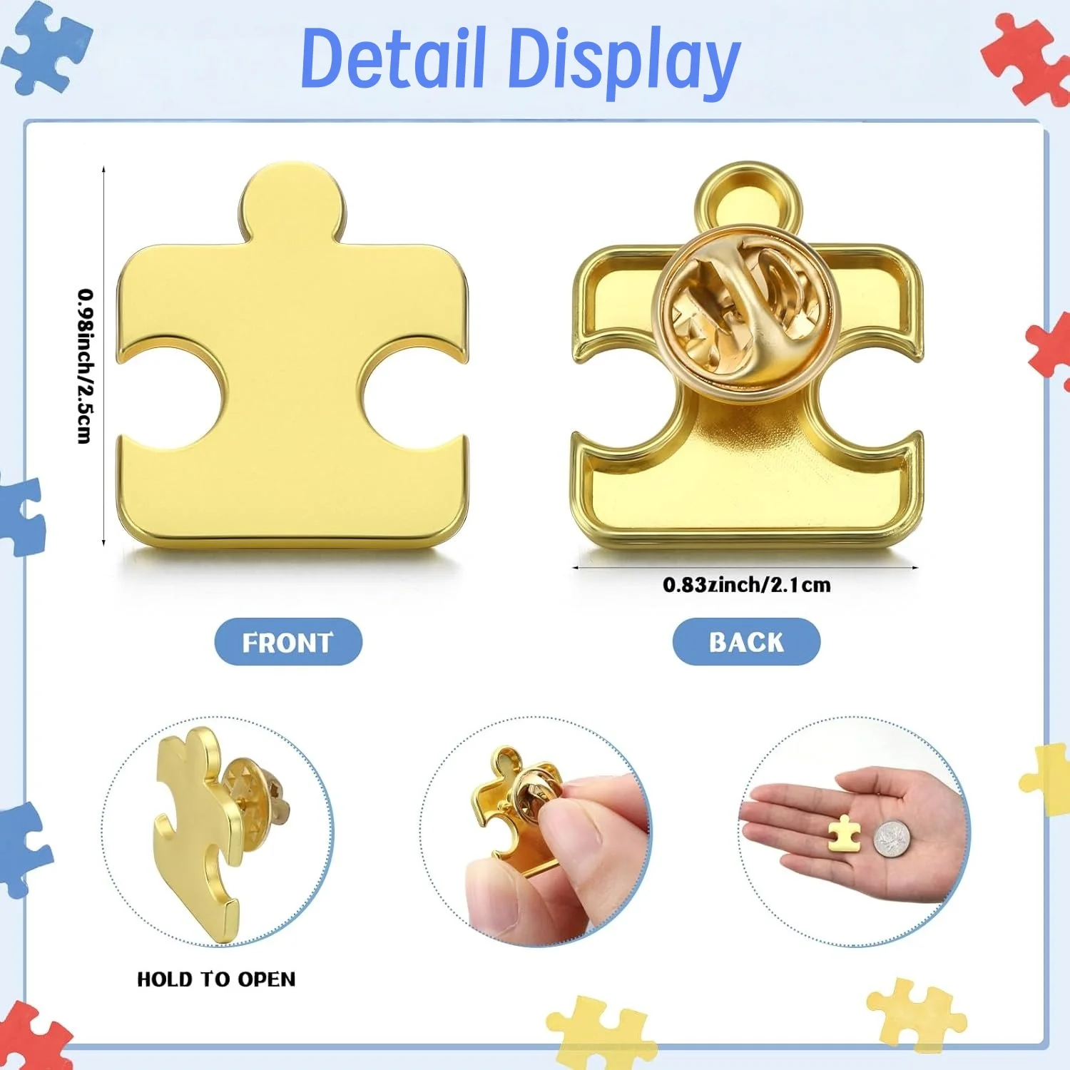 10 مجموعات من هدايا شكر الموظفين الجماعي - دبابيس ألغاز كبيرة مع بطاقات شكر وأكياس شاش مناسبة للهدايا