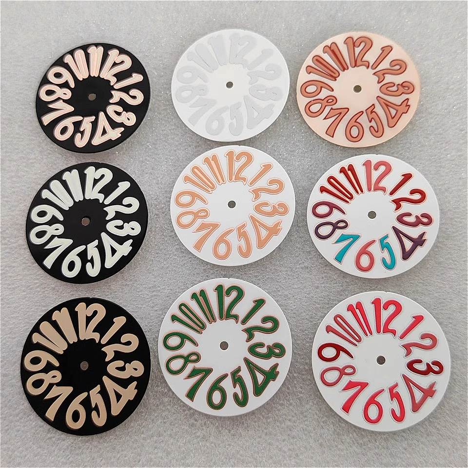 33.2mm Digital Watch Dial Enamel Pearl Personality Watch Face and Hands Combination Watch Accessories for NH35 Movement