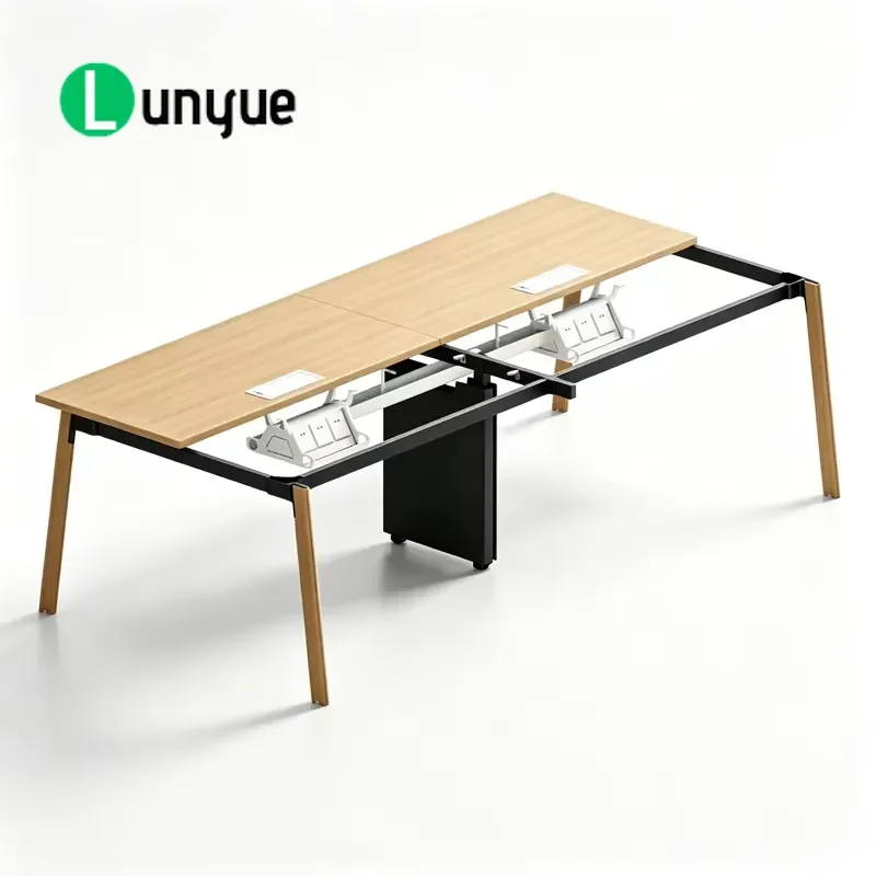 Modern Modular Office Workstation for 4 6 8 People with Power Outlets Privacy Partitions and Lockers Functional Desk