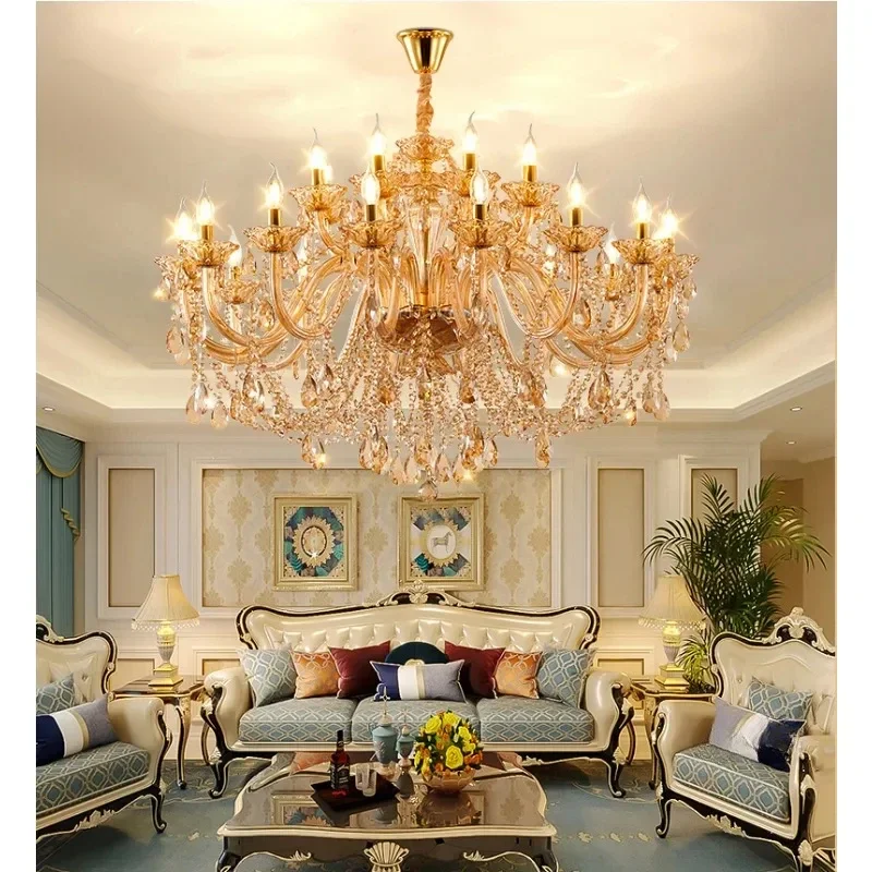 European crystal chandelier for living room, luxurious and atmospheric dining room, villa hall, banquet hall, chandelier