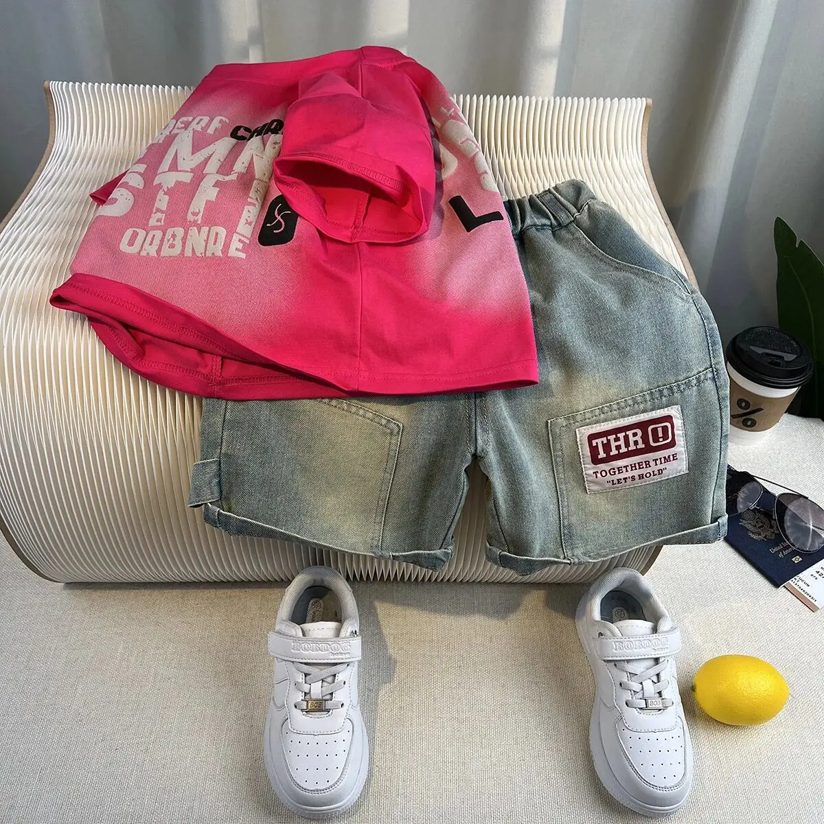 90-150 سنتيمتر الأولاد الصيف دعوى جديدة باردة وسيم الأطفال طفل القطن الخالص قصيرة الأكمام تي شيرت السراويل 2 قطعة #5