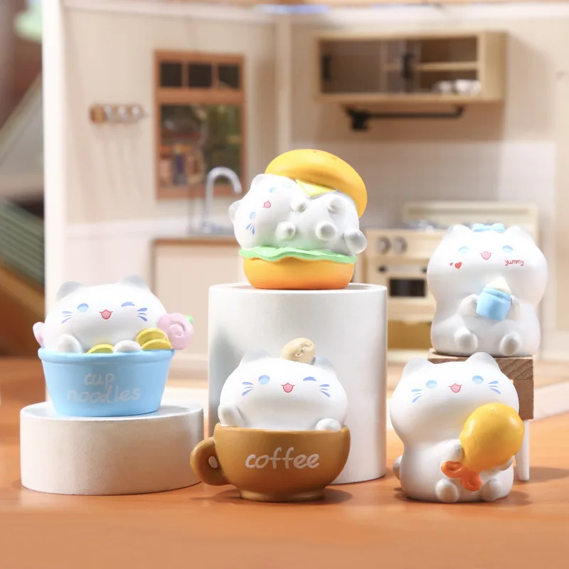 Delicious Cat Blind Box Creative Cartoon Cute Resin Crafts Desk Home Interior Decoration Tide Play Surprise Doll Birthday Gift