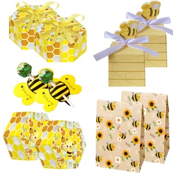 Boîtes d'emballage de bonbons en forme d'abeille, 1 ensemble, cartes de sucette d'abeille pour enfants, cadeau de fête prénatale anniversaire, bricolage de boîtes à biscuits, fournitures de décoration