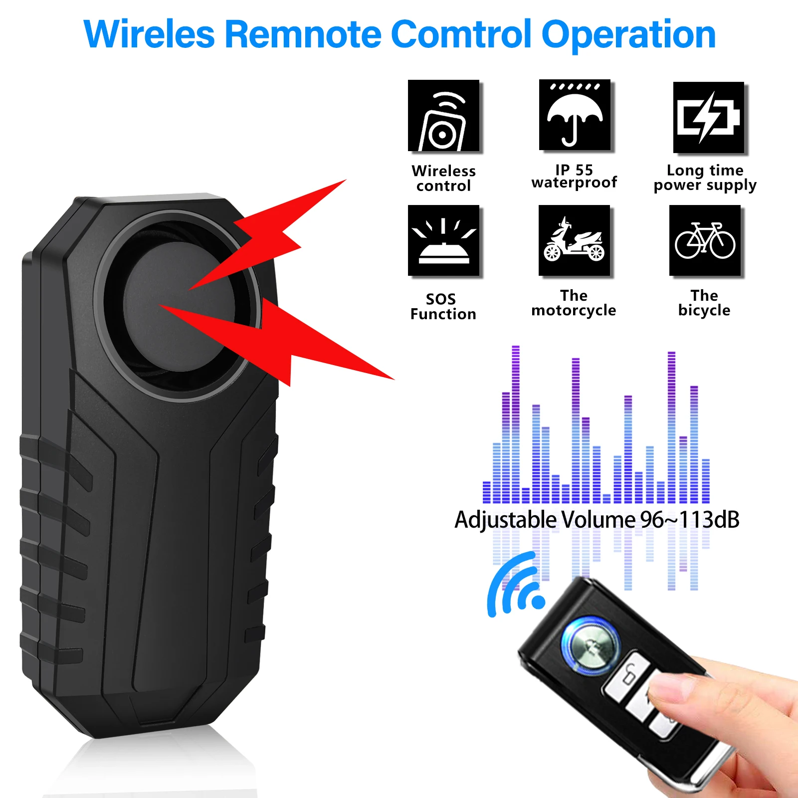 NineLeaf alarma antirrobo inalámbrica para vehículo, Detector de intrusión por vibración, resistente al agua IP55, para bicicleta, motocicleta y Scooter