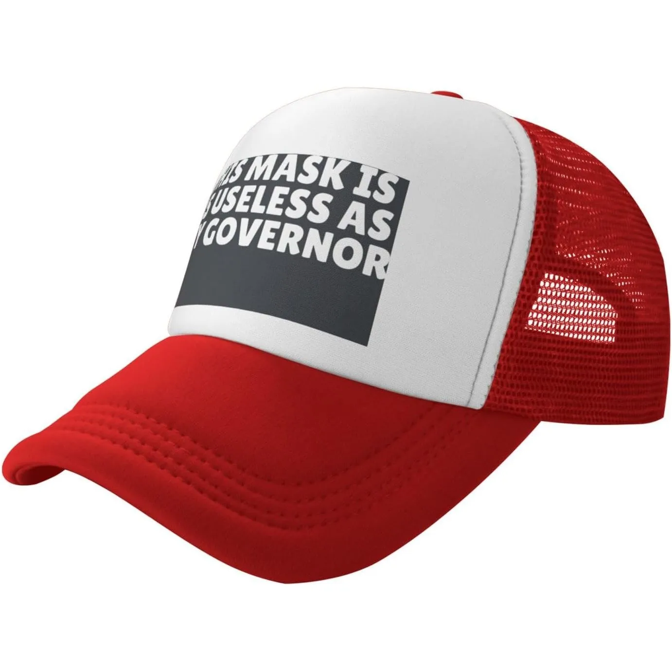 Useless Governor Mask Statement Trucker Hat Adult Unisex Polyester Mesh Baseball Cap Casual